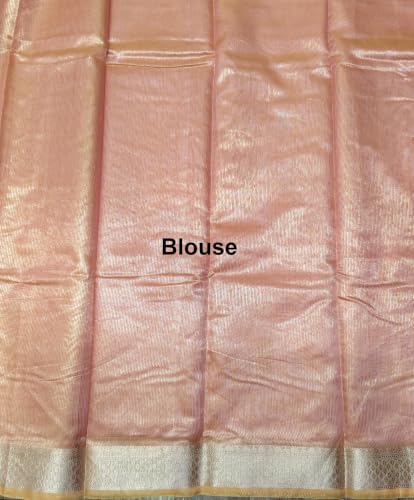 Image of Women's Cotton Blend Banarasi Saree With Unstitched Blouse Piece
