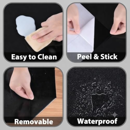 Image of WALLMATE Black Peel and Stick Self-Adhesive Removable Wallpaper - Thicken Waterproof for Kitchen Countertop Cabinet (2 Feet by 10 Feet, Glossy Black)