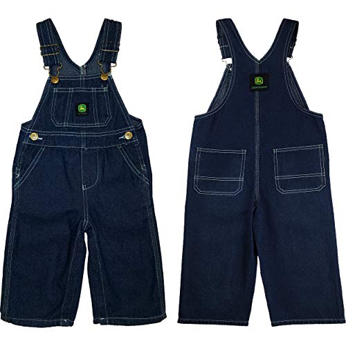 John Deere Kids Clothes, Denim Overalls In Toddler and Child Size, Classic Jeans Blue Wash with Bib Pocket