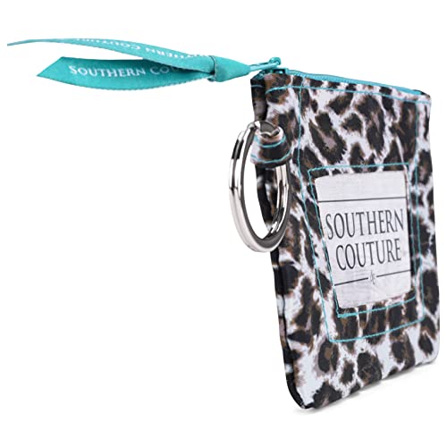 Leopard Print Natural Brown 5 x 4 Polyester Fabric Zippered ID Wallet With Ring3