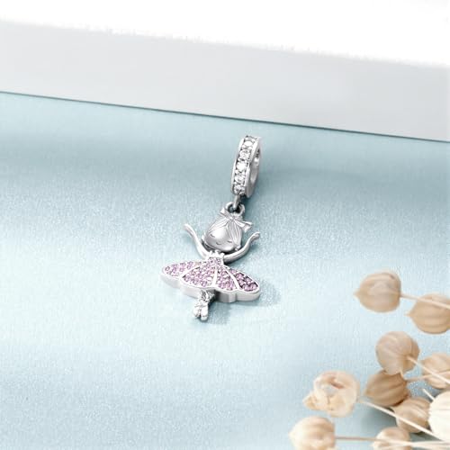Image of Dance Charms for Bracelets 925 Sterling Silver Ballerina Charm Ballet Jewelry Gift for Women