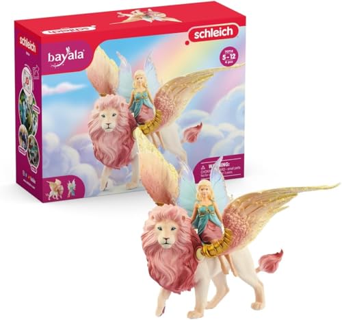 Schleich BAYALA 70714 — Hada Voladora y León Alado con Partes Móviles — Figura de Colección Dragones y Seres Míticos — Juguetes para Niños de 5 Años o Más