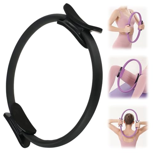 Pilates Circle Pilates Essentials Kit for Women,2025 Magic Pilates Circles Fitness Trainer for Focusing on Toning Inner Thighs Arms and Core Indoor and Outdoor (Black)