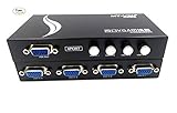 Duttek 4-Port VGA Switch 4 Ports 4-In 1-Out VGA and Video Metal Splitter Amplifier Switch Adapter for LCD PC TV Monitor Sharing