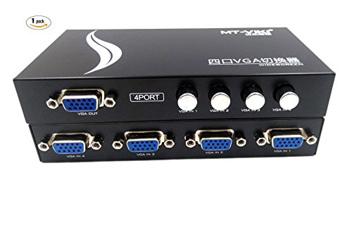 Duttek 4-Port VGA Switch 4 Ports 4-in 1-Out VGA and Video Metal Splitter Amplifier Switch Adapter for LCD PC TV Monitor Sharing