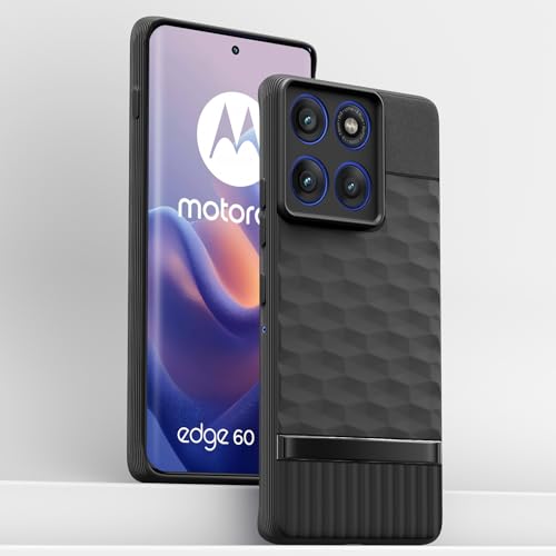 Image of Pikkme Back Cover for Motorola Moto Edge 60 Pro 5G Camera Protection 3D Hexa Cube Design Silicone Protective Bumper Case (Black)