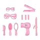 deAO Babypuppen-Spielset, Kleid Spiel Set für 36cm Puppe mit 3 Outfits und Puppenzubehör zum Kämmen und Frisieren, Puppe mit Langen Rosa Haaren Tolles Rollenspiel-Spielzeug für Kinder