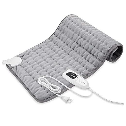 Heating Pad - Electric Heating Pads - Hot Heated Pad for Back Pain Muscle Pain Relieve - Dry & Moist Heat Therapy Option - Auto Shut Off Function (Light Gray, 12''×24'')