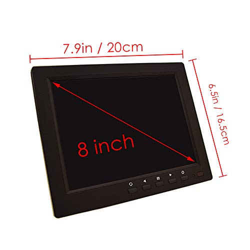 Image of 8 inch CCTV Monitor, TFT LCD Security Screen with VGA HDMI AV BNC USB Audio in /Out Ports Built-in Speaker, HD Display for Surveillance Camera STB 1024x768 Resolution with Car Power Adapter 12-24V