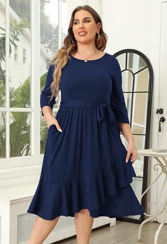 Image of TASHVIKA'S Women's Plus Size Flowy Wrap Ruffle Maxi Dress