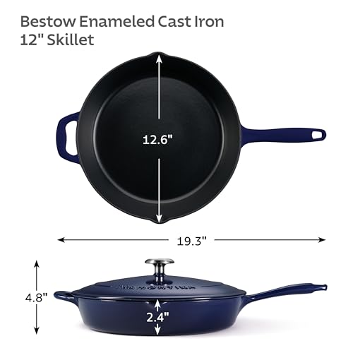 Image of Tramontina Bestow Enameled Cast Iron 12-Inch Skillet with Lid, Blue