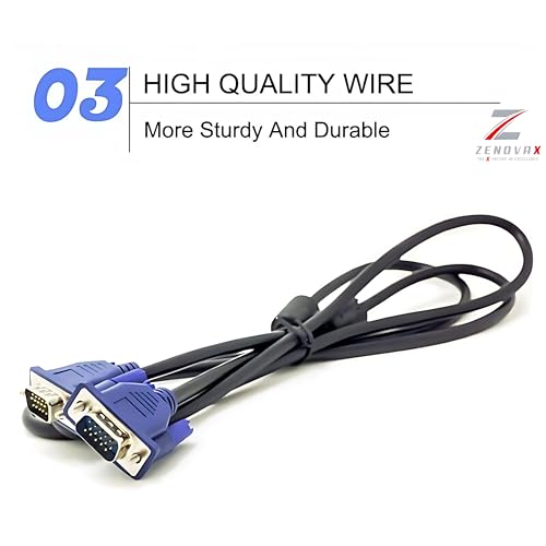 VGA Cable 1.8m Long Computer Monitor High Resolution Male to Male Monitor Extension Cable, Blue