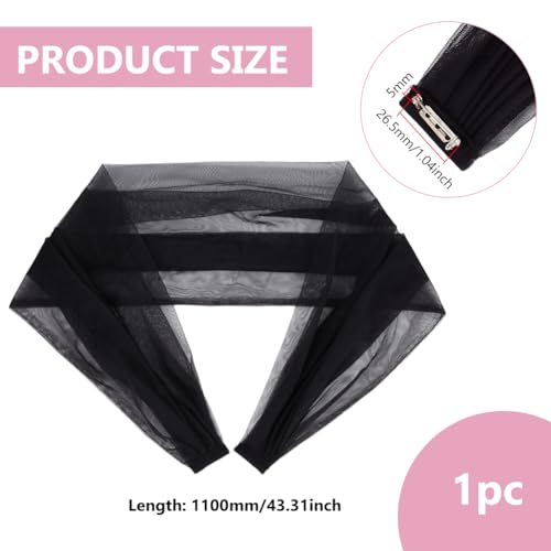 BENECREAT Detachable Tulle Sleeves, 43inch Black Bridal Tulle Shawl Lace Dress Sheer Capes Cover Up Accessory for Wedding, Costume, Formal Party Prom2