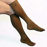 Lingssss Medical Zipper Compression Socks with Zip Toeless for Women Men, Maternity Compression Socks 20-30 mmhg for Pregnancy Women Swelling, Varicose Veins, Edema, Spider Veins (nude, l)