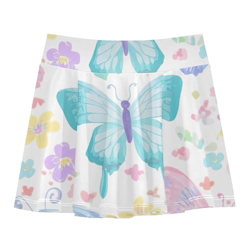 Pastel Butterflies Flowers Girls' Shorts Athletic Skorts Tennis Skirts Toddler Pleated Butterfly 3t