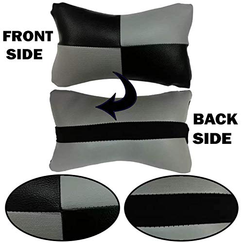 Image of Adroitz Grey Car Cushion in Check Design Material Leatherette 263