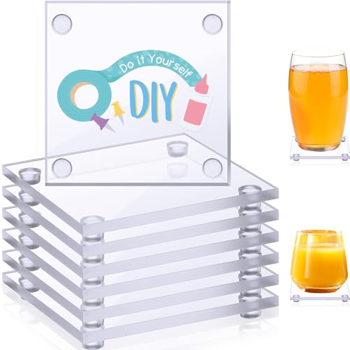 Suttmin Set of 12 Clear DIY Glass Drink Coaster 3.5 Inch Crystal Coasters Decorative Glass Plates for Wedding Dining Table Picture Frame Painting DIY Crafts Home Decoration and Parties(Square)