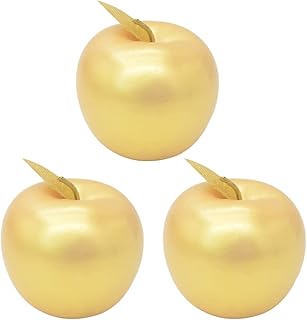 Artificial Apples for Decoration Lifelike Realistic Fake Simulation Fruit, 3 Pack Artificial Gold/Silver Apples Artificial Fruit Decorative Fruit for Home Kitchen Table Basket Decoration