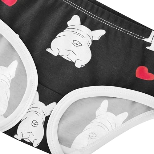 Toddler Underwear Floral 2t Cotton Little Girl Panties Print Undies Kids Briefs Cartoon White French Bulldog Heart4