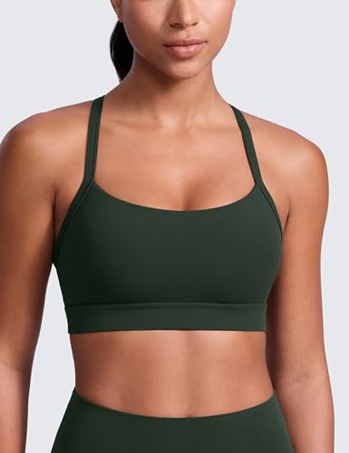 Image of CRZ YOGA Butterlift Cross Back Sports Bras | Medium Support, Removable Pads, Yoga, Buttery Soft, Scoop Neck, Cut-Out, Adjustable Thin Straps, for Women