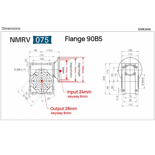 Réducteur de vitesse à vis sans fin NMRV075 résistant au jeu axial - 3