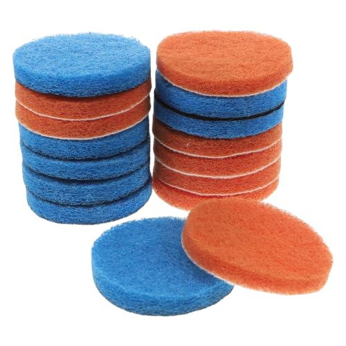 FRCOLOR 16 Esponjas Redondas para Fregar de 65 Mm, Almohadillas de Nailon Resistentes en Verde y Azul, para Limpieza Doméstica Cepillos Eléctricos, Accesorios Básicos para Hogar y Cocina