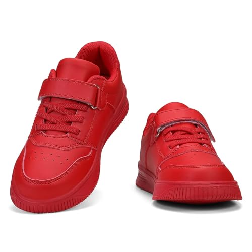 DSWED Red Kids Tennis Shoes for Boys Girls Lightweight Breathable Knit Athletic Fashion Sneakers Running Shoes Little Kid Size 2 M US4