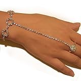 Rhinestone Pattern Elegant Sexy Slave Bracelet Belly Dancer Bridal with Ring