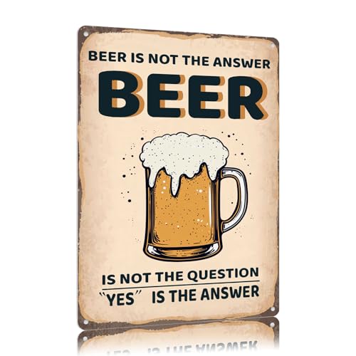 WIZYXQ Vintage Metal Sign Beer Is Not The Answer Tin Sign Funny Walll Decor for Bar Kitchen Pubs Cafe Home Garage 12×8 Inch