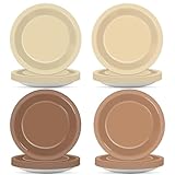 48Pcs Brown Theme Birthday Party Paper Plates for Boho Baby Shower Table Supplies 7' Brown Gradient Color Round Birthday Disposable Dessert Cake Plates Farmhouse Wedding Gathering Party Decorations