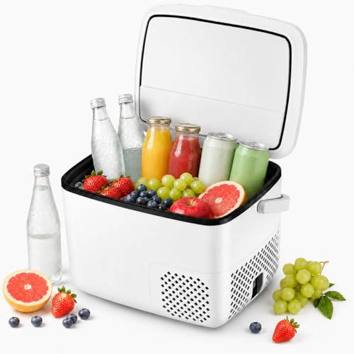 pedenencelia Refrigerador Portátil para Coche De 18 litros, Enfriador Eléctrico con Compresor De 12 V/24 V para Coche, No Necesita Hielo, Refrigerador Compacto para Coche con Control Táctil Led