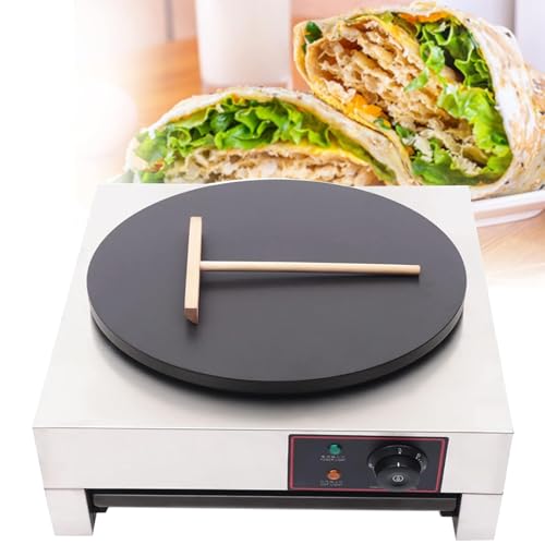 JJENXYYDS Electric Pancake Maker,Non Stick Large Pancake Griddle Machine,Commercial Crepe Maker with LED Indicator,Adjustable Temperature with A Drawer Type Warmer,for Eggs, Pancakes, Omelets