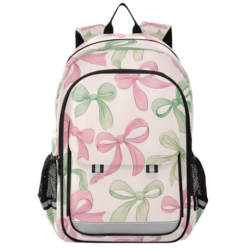 Sac à dos ordinateur portable enfants finitions nœud rose et vert