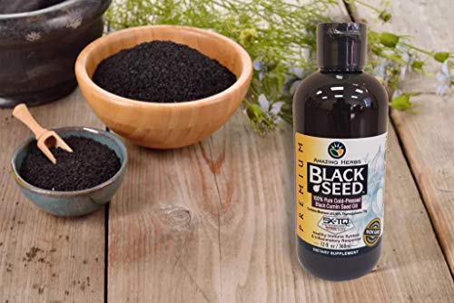 Amazing Herbs Black Seed Oil- 12 Oz. Premium 100% Pure Cold Pressed Black Cumin Seed Oil -12 Oz - Dietary Supplement for Healthy Immune System & Inflammatory Response