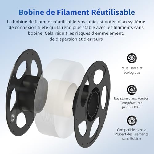 ANYCUBIC Filament PLA pour Imprimante 3D, 1KG de Filament PLA de 1,75 mm pour l’impression 3D sur Imprimante 3D et Stylo 3D, Identification Intelligente Filament, Blanc Brillant – vue 4