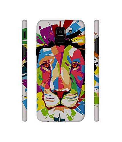 Image of Amazon Brand - Solimo Designer Lion Multicolor Vector 3D Printed Hard Back Case Mobile Cover for Samsung Galaxy J6