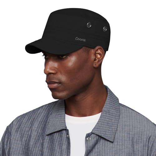 CACUSS Herren Baseballmütze Erwachsenen Mütze Baumwolle Army Kappe Cadet Hat Military Flat Top Verstellbare Baseballkappe für Draussen Sport und Reisen