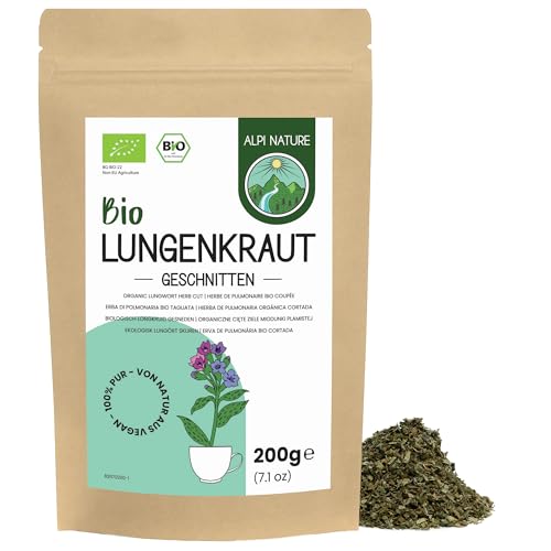 Alpi Nature Pulmonaria Orgánica Infusión 200g, Hierba de Pulmonaria Seca y Cortada para Preparar Té