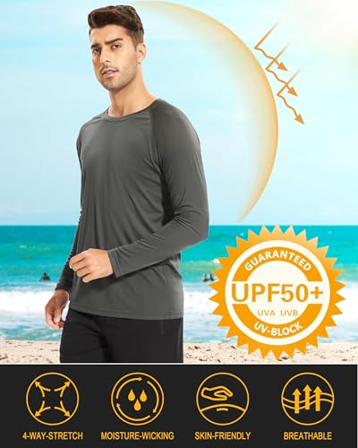 Image of MAGCOMSEN Men's Long Sleeve Shirts UPF 50+ UV Sun Protection Athletic Shirts for Hiking Running Workout Rash Guard