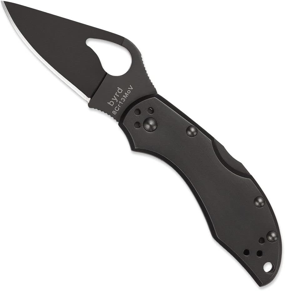 Byrd Robin 2 Knife with 2.40" Black Steel Blade and High Performance Black G-10 Handle - PlainEdge - BY10BKP2