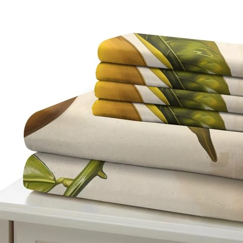 Housse de couette King motif branche feuillue en microfibre douce