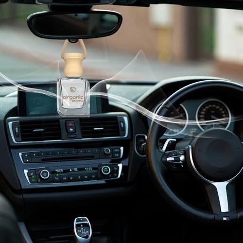 Image of Airganic Swing Prime Car Perfume Hanging Pod | Musk, Camphor & Cool Aqua Water| Pack 3 | Car Air Freshener |Natural Essential Fragrance Oils in Glass Bottle with Wooden Diffuser Lid |Last Upto 60 Days