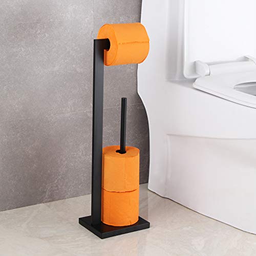 Gerzwy Sus 304 Stainless Steel Toilet Paper Holder, Free Standing Lavatory Pedestal Toilet Paper Stand With Reserve, Matte Black Dzy004-Bk #TOP1