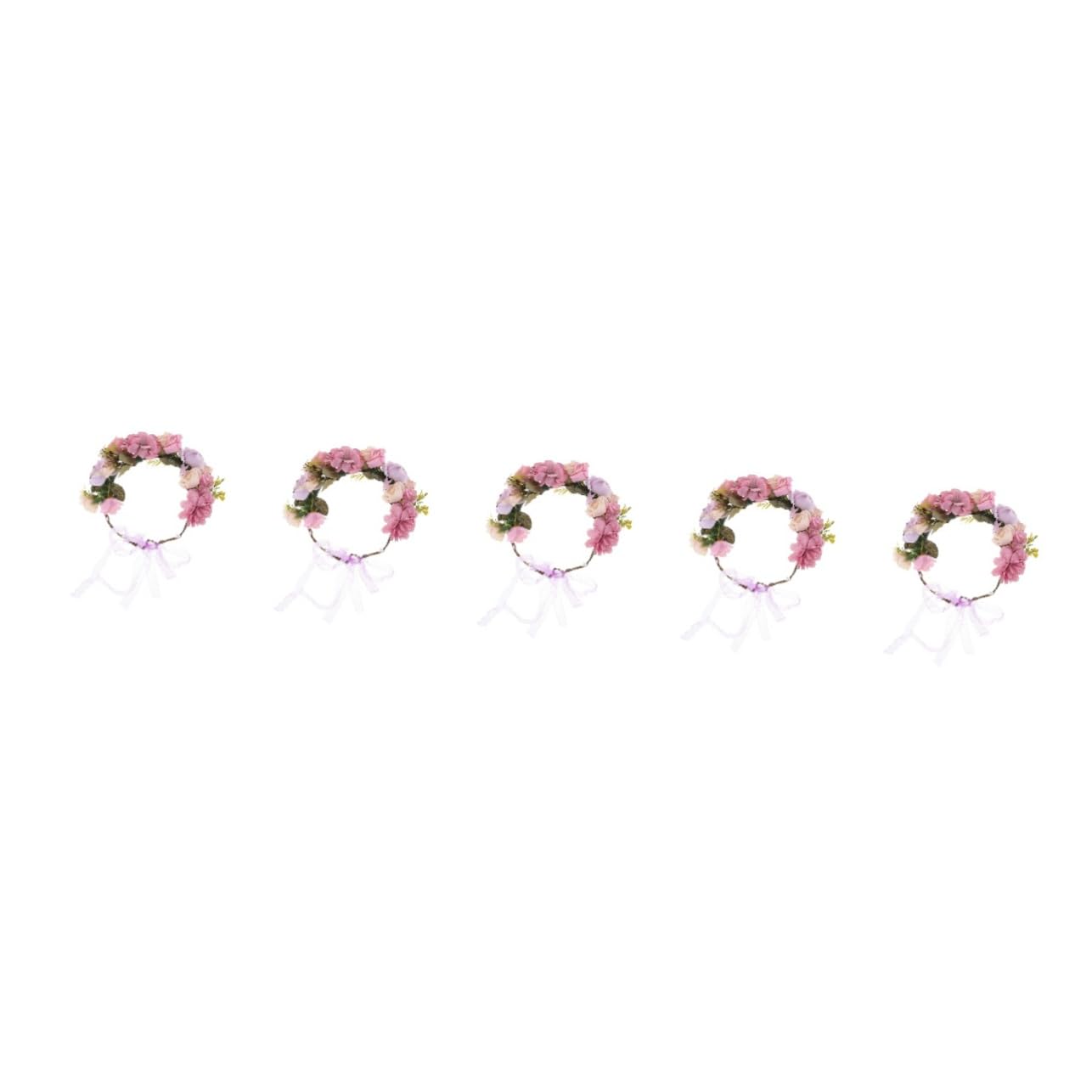 FRCOLOR 5 Stück Braut Stirnband Brautjungfern Haargummi Haarschmuck Für Die Braut Rosen Stirnband Verzierte Stirnbänder Für Frauen Kopfband Tiara Krone Für Mädchen Seidenstoff