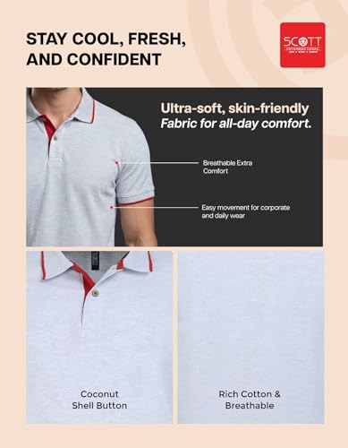 Image of Scott International Cotton Polo T Shirt | Collar Tshirts | Half Sleeves Plain T Shirt | T-Shirt |Tshirt for Men Stylish | Men's Tshirt