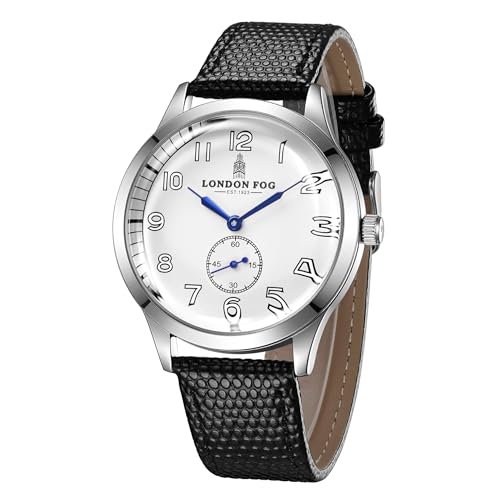 Image of London Fog Brixton Collection Analog Quartz Vintage Watch for Men with Round Dial, Luminous Numerals, Curved Mineral Glass & Leather Strap - LFM10011
