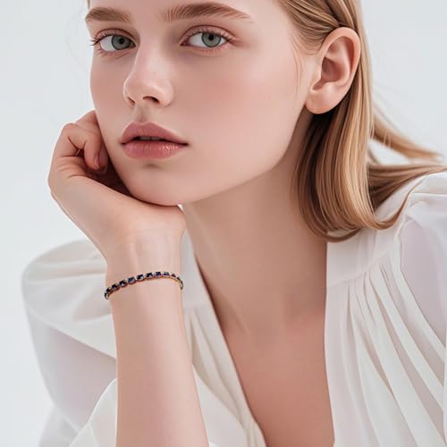 Elegant Blue Tennis Bracelet for Women - Sapphire Blue Jewelry Piece, Blue Cubic Zirconia Birthstone Bracelet for Timeless Style2