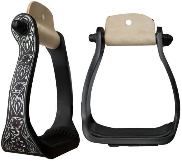Showman Black Engraved Aluminum Stirrups w/Rhinestones