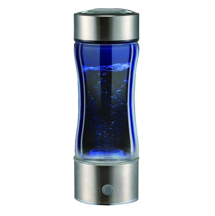Hydrogen Water Bottle Portable Hydrogen-Rich Water Generator Ionizer 5 Minutes to Generate Hydrogen Concentration 1300-1600PPB High Borosilicate Glass Bottle 430ml