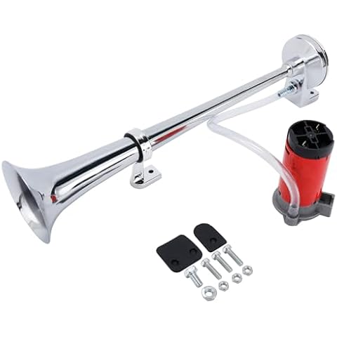 Yaetek 12V Single Trumpet Air Horn Chrome + Compressor Super Loud 150db For Truck Lorry Boat VAN Train Cover